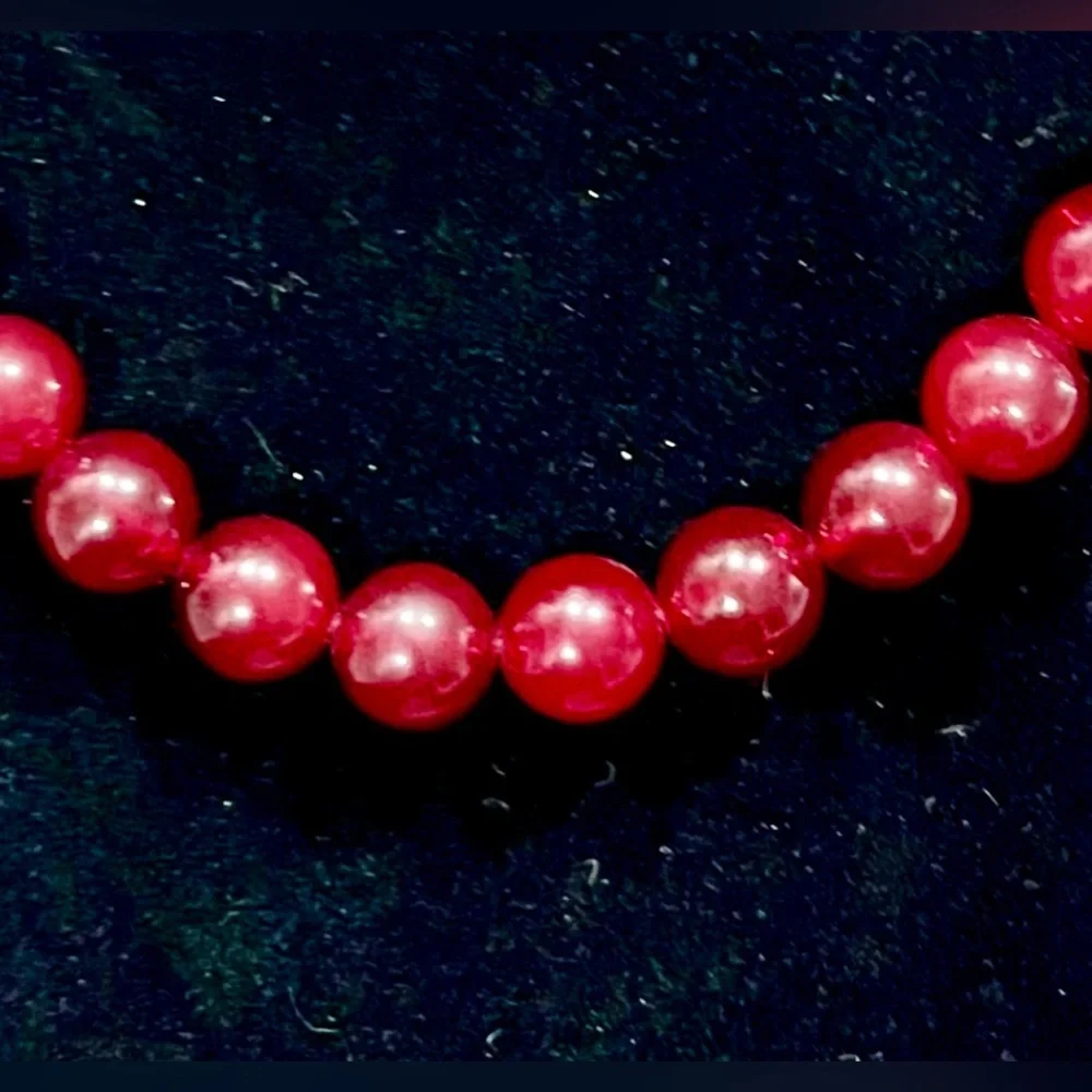 RARE!!! Artisan Red Jade or Carnelian Bead Necklace | Sterling Clasp | Vintage - Picture 10 of 12